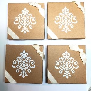 LOT 4 Matching Bridesmaid Interlocking Wedding Rings Crystal Gold Necklaces Gift